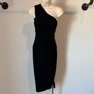 T Alexander Wang Merino Wool Knit One Shoulder Asymmetrical Ruched Dress